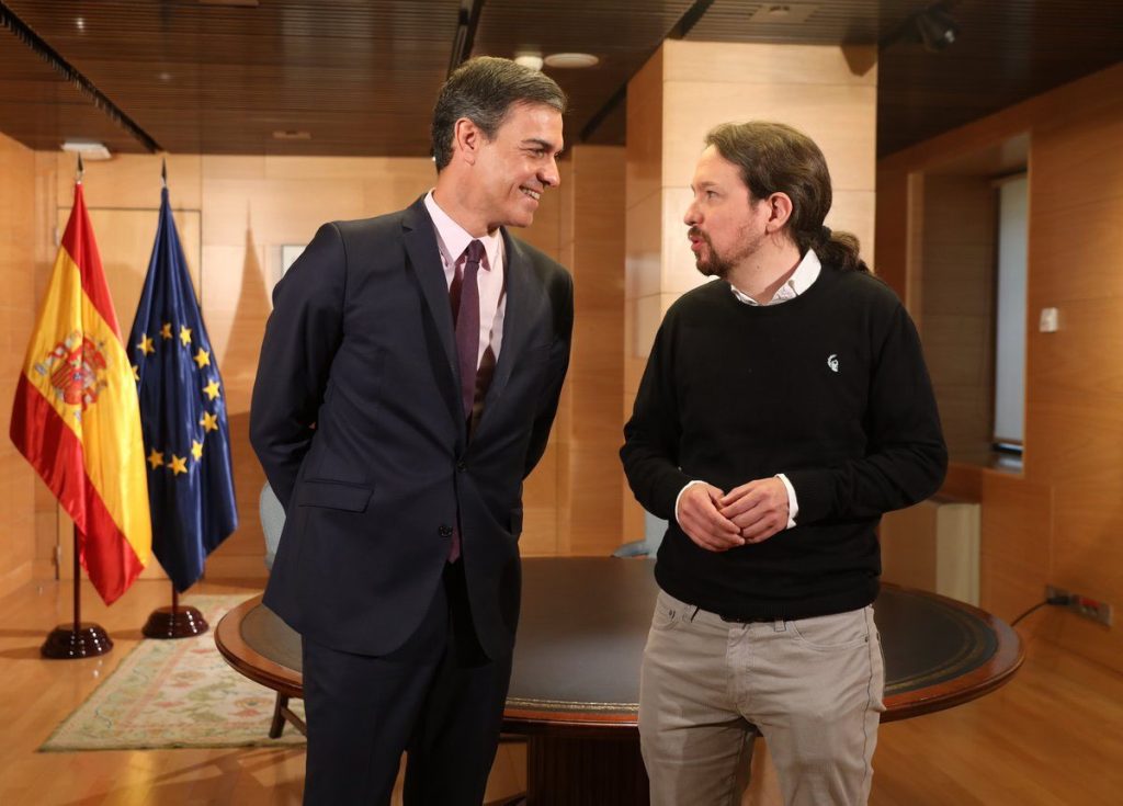 Pedro Sánchez y Pablo Iglesias, esti martes, en La Moncloa. / PSOE