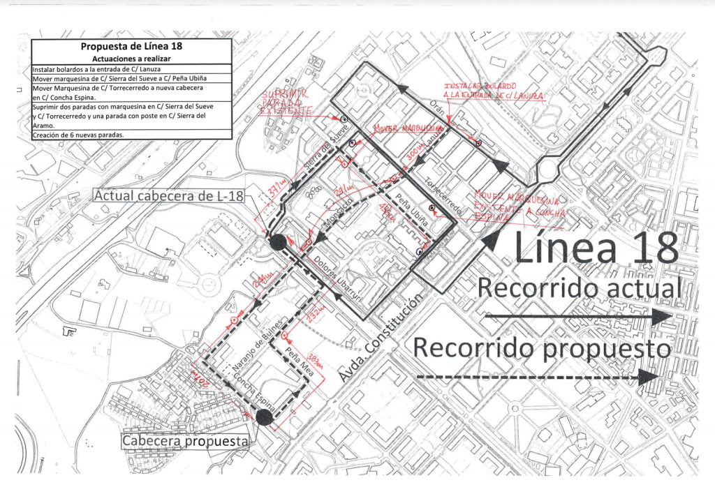 Recorríu nuevu de la llínia 18 d'Emtusa.